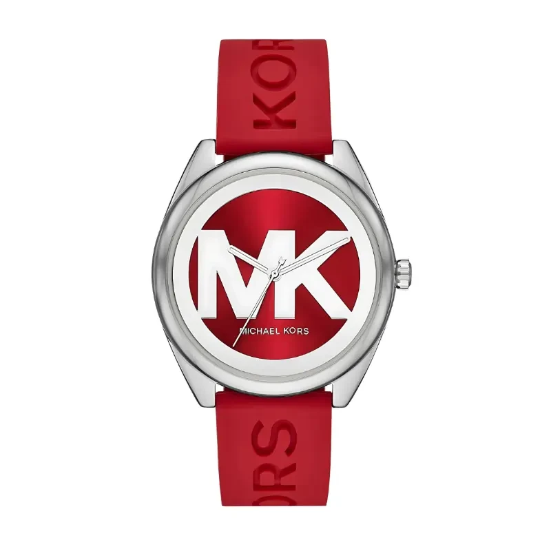 Michael Kors Janelle Red Dial Silicone Ladies Watch- MK7144